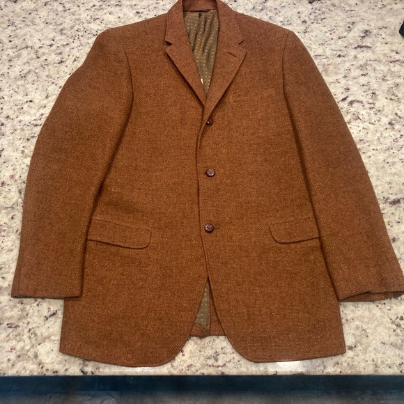 Vintage Harris Tweed men’s 42R Brown 100% Virgin Scottish Wool Blazer - Picture 8 of 8